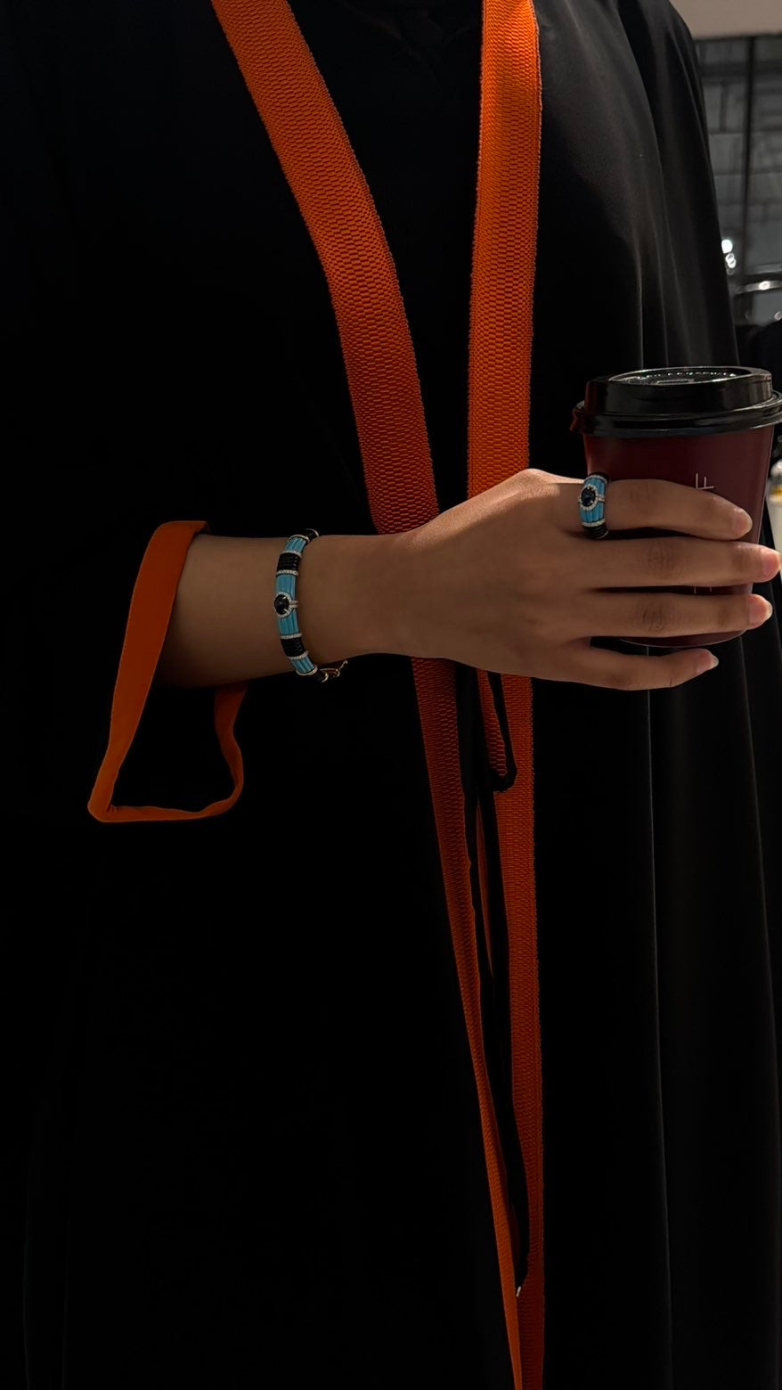 Black Orange Trim | Trim Abaya view 1